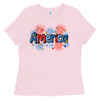 Bubblegum Pink America Ladies Tee - MaliasSmallBusiness