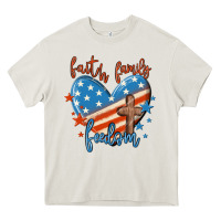 Cream faith family freedom Heavy Core Tee - MaliasSmallBusiness