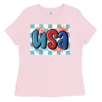 Bubblegum Pink usa retro Ladies Tee - MaliasSmallBusiness
