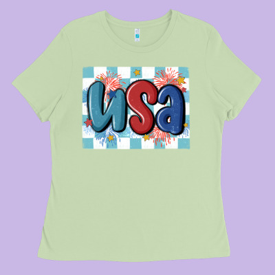 Usa Retro Ladies Tee Designed By Maliassmallbusiness