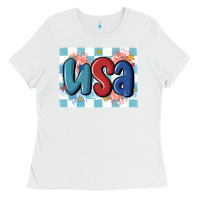 White usa retro Ladies Tee - MaliasSmallBusiness