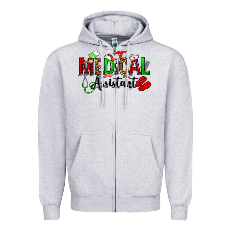 Medical Assistant Christmas Zipper Hoodie by OliviaCreatesArt | Teevron