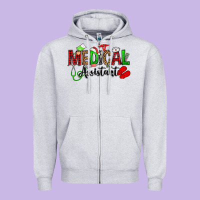 Medical Assistant Christmas Zipper Hoodie Designed By Oliviacreatesart