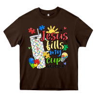 Chocolate Brown autism jesus fills my cup Heavy Core Tee - MaliasSmallBusiness
