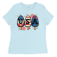 Baby Blue usa popsicles Ladies Tee - MaliasSmallBusiness