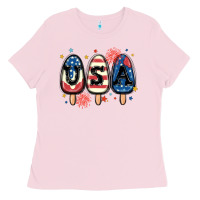 Bubblegum Pink usa popsicles Ladies Tee - MaliasSmallBusiness