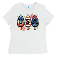 White usa popsicles Ladies Tee - MaliasSmallBusiness