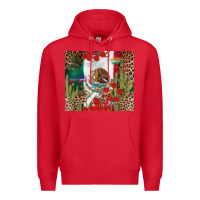 Red Mexico flag Premium Hoodie - FaDigitalArtStudio
