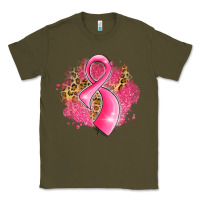 Army Green breast cancer awareness ribbon with glitter pink l Classic Tee - LillyAllenDesigns