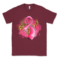 Burgundy breast cancer awareness ribbon with glitter pink l Classic Tee - LillyAllenDesigns