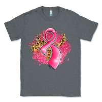 Charcoal Heather breast cancer awareness ribbon with glitter pink l Classic Tee - LillyAllenDesigns