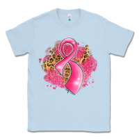 Dusty Blue breast cancer awareness ribbon with glitter pink l Classic Tee - LillyAllenDesigns