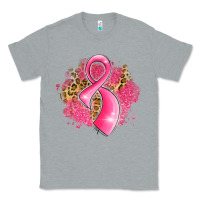 Heather Grey breast cancer awareness ribbon with glitter pink l Classic Tee - LillyAllenDesigns