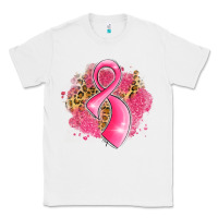 White breast cancer awareness ribbon with glitter pink l Classic Tee - LillyAllenDesigns