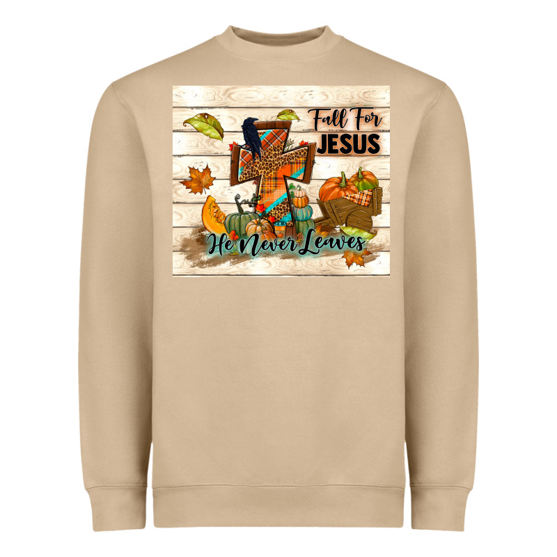 Fall For Jesus He Never Leaves Heavyweight Sweatshirt by TumblerDesignByShophia | Teevron