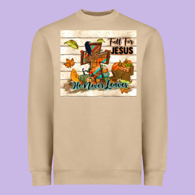Fall For Jesus He Never Leaves Heavyweight Sweatshirt Designed By Tumblerdesignbyshophia