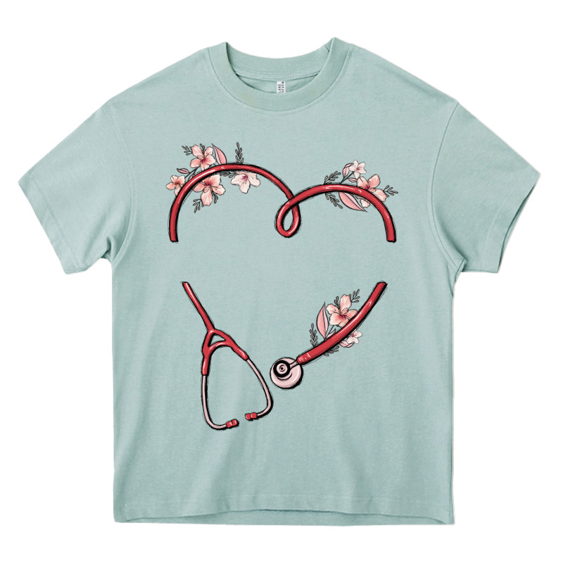 Custom Heart Stethoscope Heavy Core Tee by MaliasSmallBusiness | Teevron