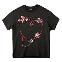 Asphalt custom heart stethoscope Heavy Core Tee - MaliasSmallBusiness
