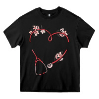 Black custom heart stethoscope Heavy Core Tee - MaliasSmallBusiness