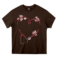 Chocolate Brown custom heart stethoscope Heavy Core Tee - MaliasSmallBusiness