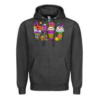 Charcoal Heather mardi gras coffee cups Zipper Hoodie - OliviaCreatesArt