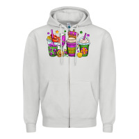 Dove Grey mardi gras coffee cups Zipper Hoodie - OliviaCreatesArt