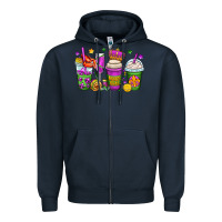 Navy mardi gras coffee cups Zipper Hoodie - OliviaCreatesArt