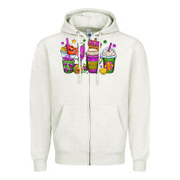 Oatmeal Heather mardi gras coffee cups Zipper Hoodie - OliviaCreatesArt