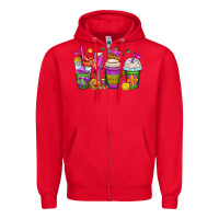 Red mardi gras coffee cups Zipper Hoodie - OliviaCreatesArt