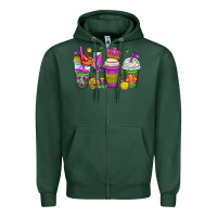 Sports Green mardi gras coffee cups Zipper Hoodie - OliviaCreatesArt