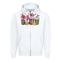 White mardi gras coffee cups Zipper Hoodie - OliviaCreatesArt