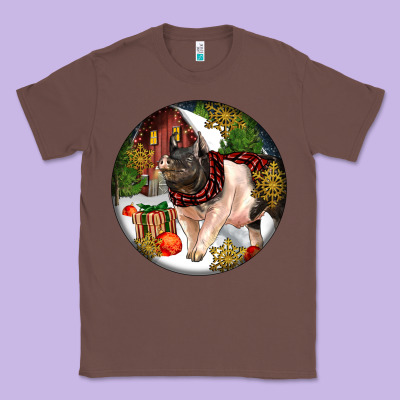 Hampshire Sow Pig Christmas Classic Tee Designed By Lillyallendesigns