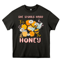 Asphalt she works hard for the honey Heavy Core Tee - MaliasSmallBusiness