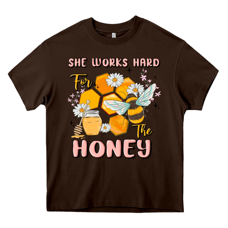 She Works Hard For The Honey Heavy Core Tee by MaliasSmallBusiness | Teevron