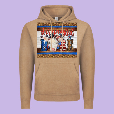 4th Of July Western Star Spangled Baby Cow Vintage Hoodie Designed By Lillyallendesigns