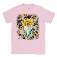 Bubblegum Pink cowhide sunflower gemstone bull skull Classic Tee - JahusDesignShop