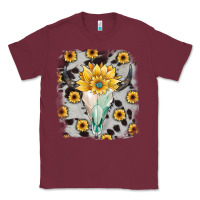 Burgundy cowhide sunflower gemstone bull skull Classic Tee - JahusDesignShop