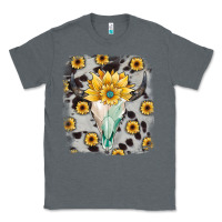 Charcoal Heather cowhide sunflower gemstone bull skull Classic Tee - JahusDesignShop
