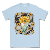 Dusty Blue cowhide sunflower gemstone bull skull Classic Tee - JahusDesignShop