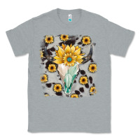 Heather Grey cowhide sunflower gemstone bull skull Classic Tee - JahusDesignShop