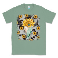 Sage cowhide sunflower gemstone bull skull Classic Tee - JahusDesignShop