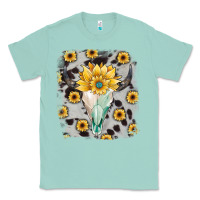 Seafoam cowhide sunflower gemstone bull skull Classic Tee - JahusDesignShop