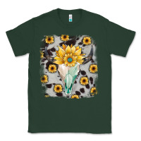 Sports Green cowhide sunflower gemstone bull skull Classic Tee - JahusDesignShop