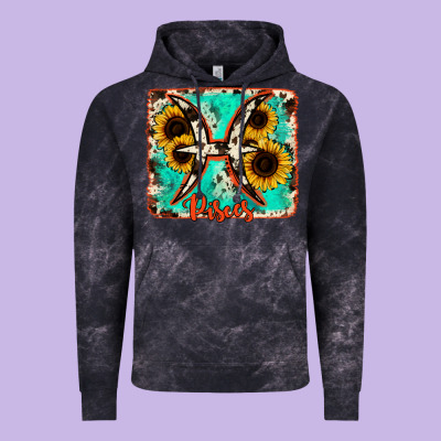 Pisces Turquoise Cowhide Vintage Hoodie Designed By Ranaportraitstore