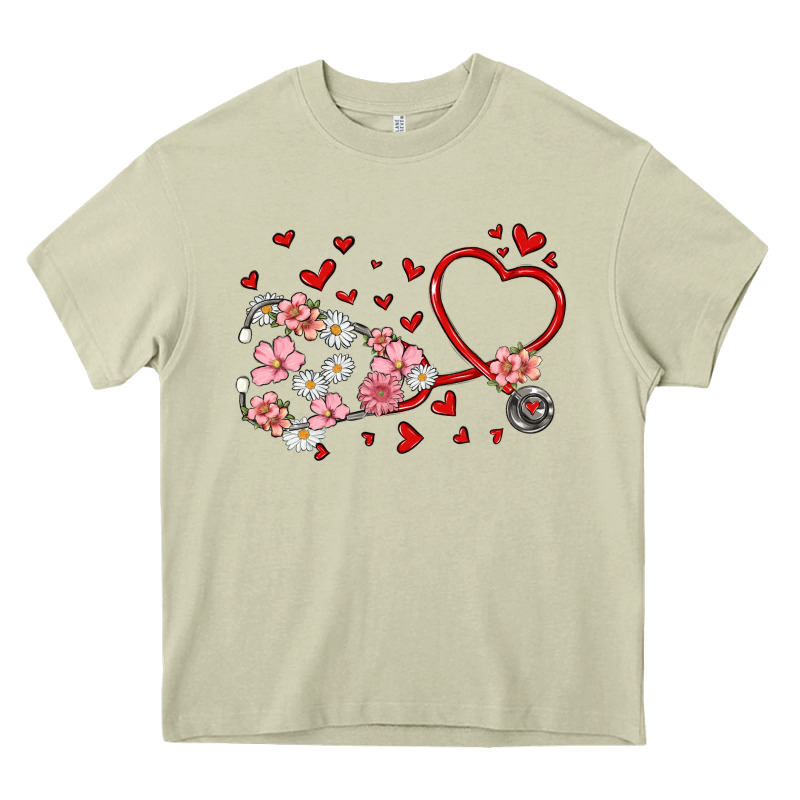 Valentine's Day Stethoscope Heavy Core Tee by MaliasSmallBusiness | Teevron