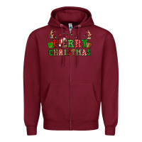 Burgundy merry christmas Zipper Hoodie - OliviaCreatesArt