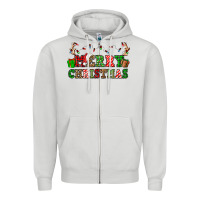 Dove Grey merry christmas Zipper Hoodie - OliviaCreatesArt