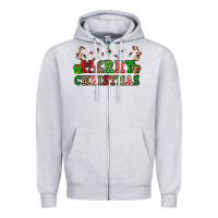 Heather Grey merry christmas Zipper Hoodie - OliviaCreatesArt