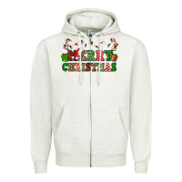 Oatmeal Heather merry christmas Zipper Hoodie - OliviaCreatesArt