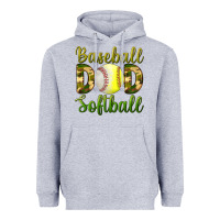 Heather Grey Baseball Dad Softball Heavyweight Hoodie - BundleAndBundleShop